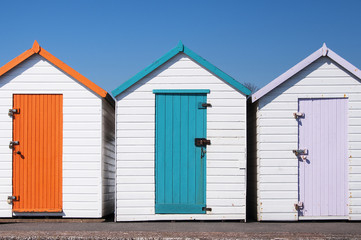Colorful Beach Huts, Paignton, UK.