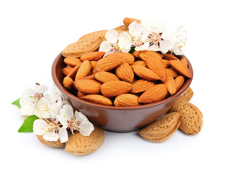 Almonds with leaves