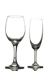 Empty wine glass and champagne glass