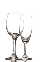 Empty wine glass and champagne glass