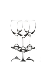 Three wine glasses on whitebackground