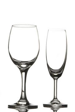 Empty wine glass and champagne glass