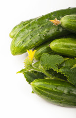 Cucumbers on a white background