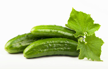 Cucumbers on a white background