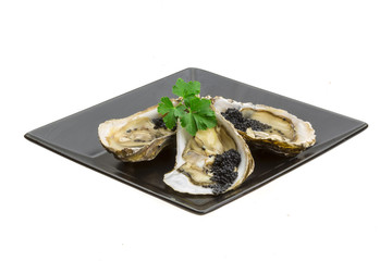 Oysters with black cavair