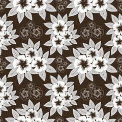 Seamless pattern with white flowers