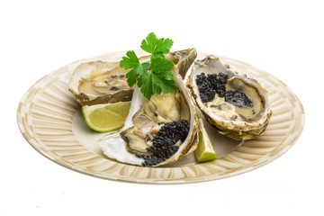 Oysters with black cavair