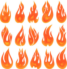Collection of vector fires isolated on white