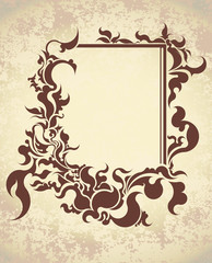 Vintage frame on old textured paper. Vector illustration.