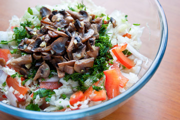 vegetable salad with mushrooms