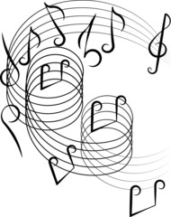 Musical notes on a white background. Vector illustration.