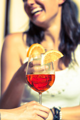 Smiling Beautiful Woman with Cold Drink