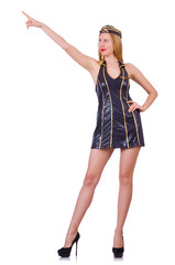Naklejka premium Tall airhostess isolated on white