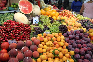 Fruit stand,Bolhao old market in Porto, Portugal