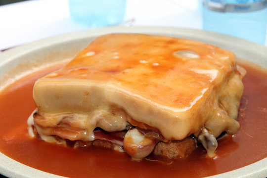 Francesinha On Plate, Typical Food From Porto, Portugal