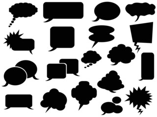 black speech bubbles icons