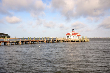 Fototapeta na wymiar Roanoke Marshes Lighthouse in Roanoke Island, North Carolina