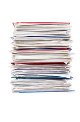 Pile of papers isolated on white