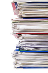 Pile of papers isolated on white