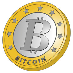 bit coin side view white