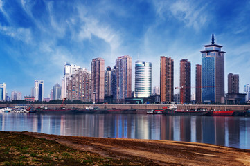 Naklejka premium Aerial view of city
