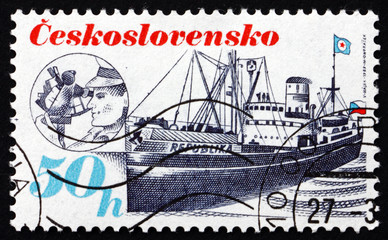 Postage stamp Czechoslovakia 1989 Ship Republika, Shipping Indus
