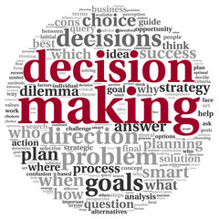 Decision making concept in tag cloud