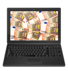 laptop and fifty euro background