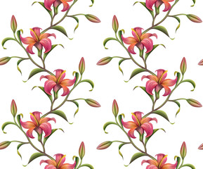 seamles pattern with flower and leaves