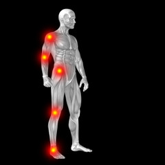 High resolution conceptual 3D human anatomy body with pain
