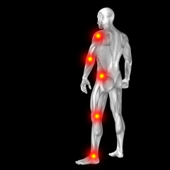 Obraz premium High resolution conceptual 3D human anatomy body with pain