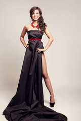 Fototapeta premium woman in long black dress