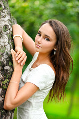 closeup portrait of pretty tender beautiful young female face