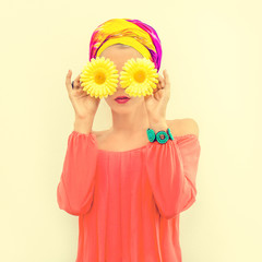 Colorful portrait of a bright summer girl