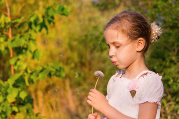 Beautiful little girl with dandelion