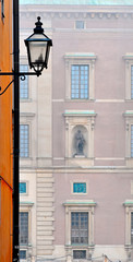 Fototapeta na wymiar Lamp and Royal Palace in Stockholm