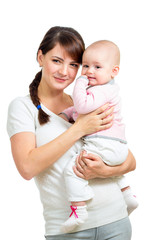 happy mother and baby girl