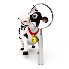 Stickers pour porte Ferme Caractère de toon rendu 3D - vache drôle