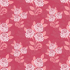Seamless pattern with roses in shades of pink