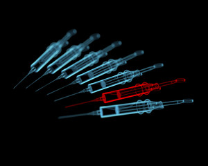 Syringes (3D xray red and blue transparent)