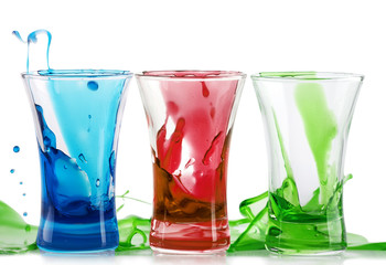 alcoholic  shot cocktails stack with splash