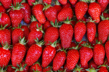 close up of strawberry on market