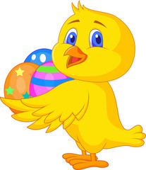 Cute chicken cartoon with easter egg