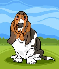 Abwaschbare Fototapete Hunden Basset Hound Hund Cartoon Illustration