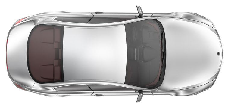 Elegant sport coupe car - Top View