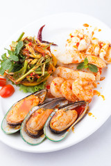 seafood with spicy salad