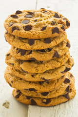 Chocolate Chip Cookies on wood