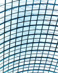 Business contemporary blue spacious hallway of airport