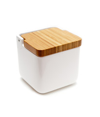 Salt container with wooden lid