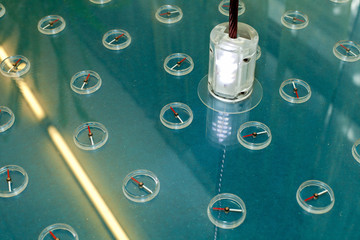 compasses show directions, magnetic force effect © Vasily